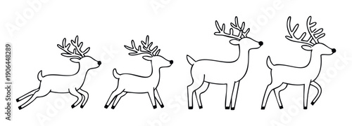 Charming reindeer outline drawings featuring various active and standing poses suitable for festive holiday projects winter themed decor and educational childrens activities