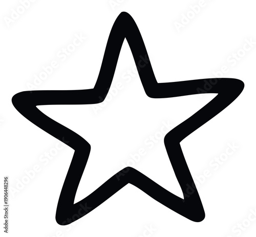 Hand drawn black outline five point star symbol for rating or favorite marking often used in reviews and important lists for consumer product feedback