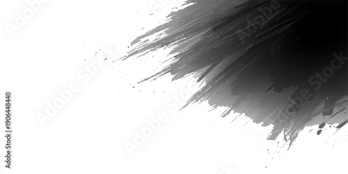 Abstract grunge background featuring a black ink splat design with paint splatter textures and liquid drip elements in a vector illustration style