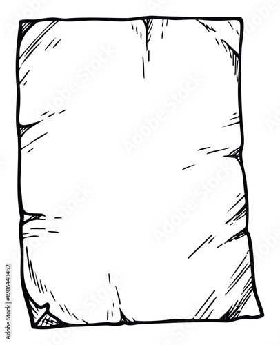 Hand drawn aged paper frame with textured borders providing a versatile background for messages, certificates, or vintage graphic design projects