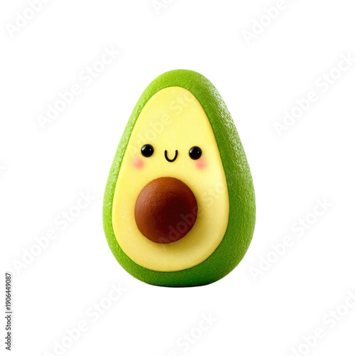 Cute smiling avocado cartoon illustration isolated on Transparent Background