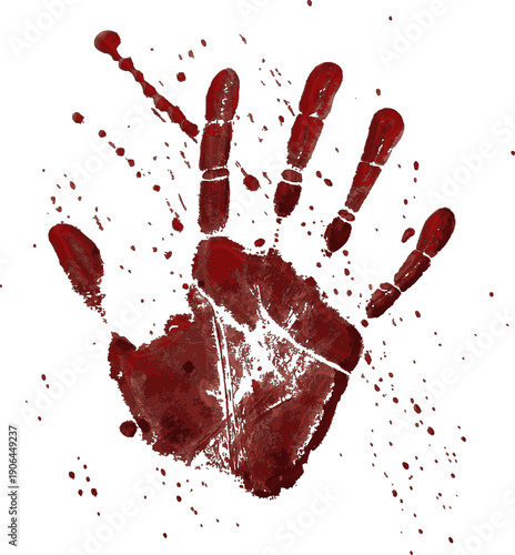 bloody silhouettes of human palm prints with blood stains isolated on transparent background
