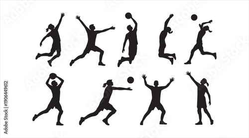 Black basketball athlete action silhouettes showing movement energy and sport motion
