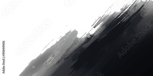 An abstract winter landscape of cold liquid splashes and black paint brush strokes creates a textured grunge stream resembling a frozen waterfall against a white snow sky