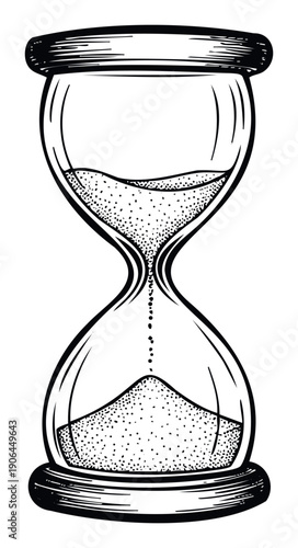 An intricate hourglass depiction shows sand steadily flowing to signify the passage of time and deadlines for various educational, historical, and business management applications.