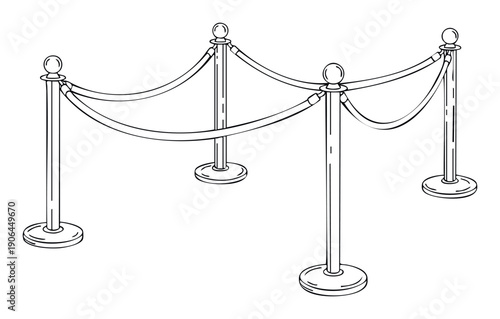 Elegant stanchions with connecting ropes for effective crowd management and creating exclusive areas at events, suitable for luxury service promotions and queue guidance