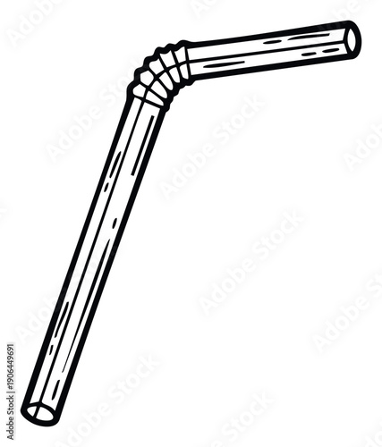 A bendable drinking straw with a ribbed flexible section, ideal for showcasing drinkware, refreshment, or ecofriendly initiatives in hospitality and consumer product promotions