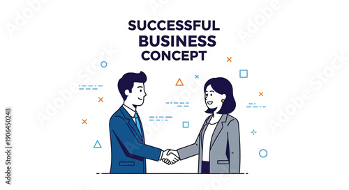 Business partnership handshake concept, successful deal or agreement, vector illustration for website, banner or presentation, isolated on transparent background, png