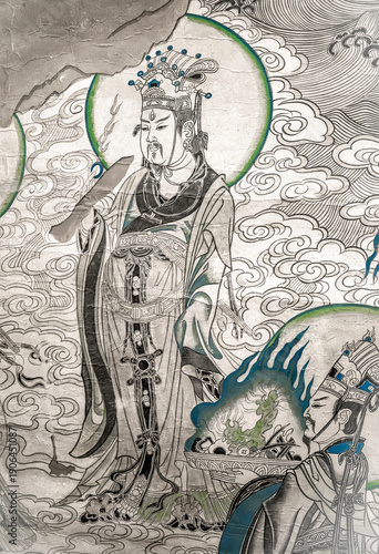 Billede på lærred Ancient immortal murals in the Dunhuang Caves of China.