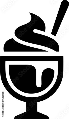 Ice Cream Sundae Solid Icon Dessert Symbol Vector Illustration