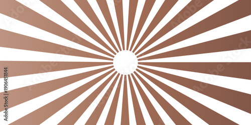 A vintage grunge sunburst background features a retro brown paper texture with sun rays and starburst stripes in a dirty vector design for an old wallpaper backdrop illustration