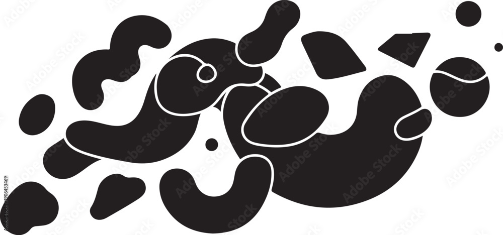Fototapeta premium Abstract Black Shapes on White Background Illustration Design