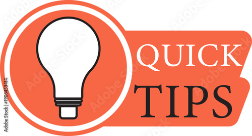 Quick tips icon for user guidance, help, information, ideas, and advice. Symbol for web and app interface design, representing top tips, helpful tricks, and smart ideas for business and advertising.