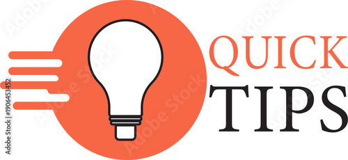Quick tips icon for user guidance, help, information, ideas, and advice. Symbol for web and app interface design, representing top tips, helpful tricks, and smart ideas for business and advertising.