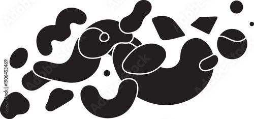 Abstract Black Shapes on White Background Illustration Design