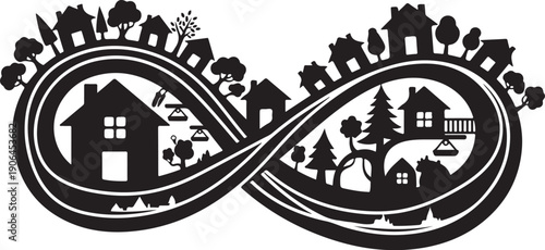 Infinity Loop of Seasonal Village Life and Nature Scenery