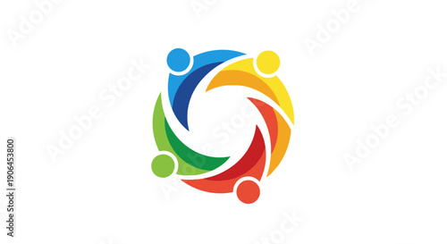 Colorful Abstract People Circle Logo Representing Teamwork, Unity, Diversity and Community Collaboration
