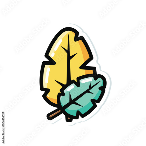 A cartoonish illustration of two leaves