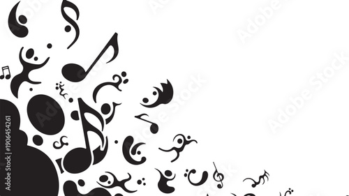 Black Music Notes and Symbols on White Background Illustration