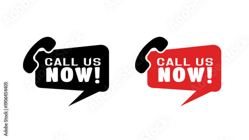 A graphic design of two call to action speech bubbles with phone icons