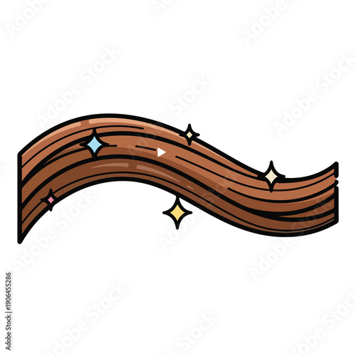 A cartoonish brown wave with sparkles