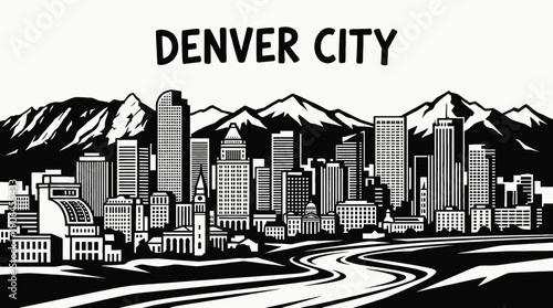 denver city skyline urban architecture downtown landmark travel tourism america usa landscape metropolitan business culture modern historic destination famous district with colorado mountains river