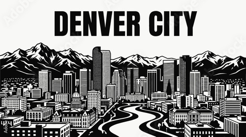 denver city skyline urban architecture downtown landmark travel tourism america usa landscape metropolitan business culture modern historic destination famous district with colorado mountains river