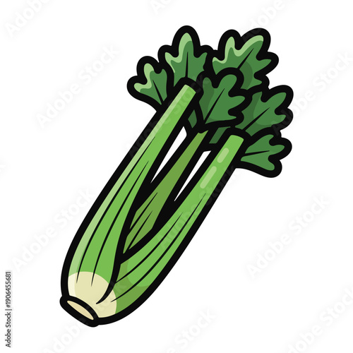 A cartoonish bunch of green celery