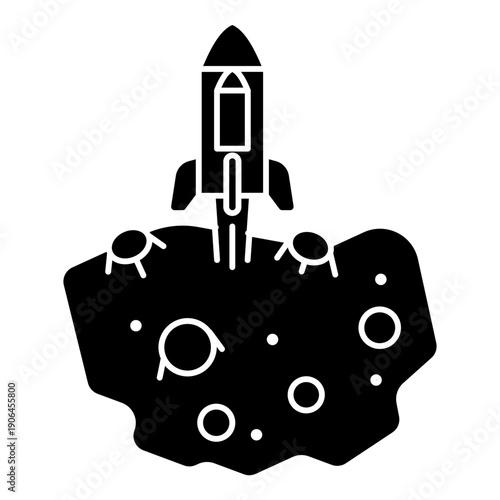 Rocket on meteorite icon