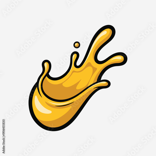 A cartoonish splash of yellow liquid