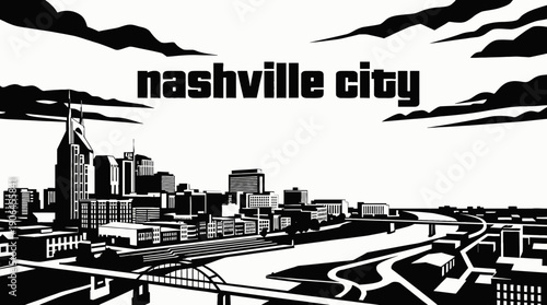 nashville city skyline urban architecture downtown landmark travel tourism america usa landscape metropolitan business culture modern famous district with tennessee music river sunset