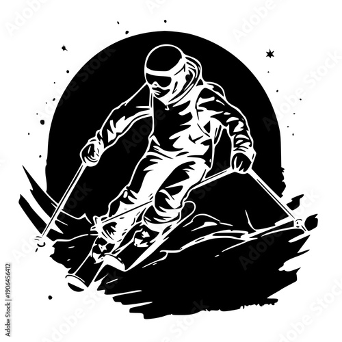 Vector illustration of a ski , silhouette of a ski 
