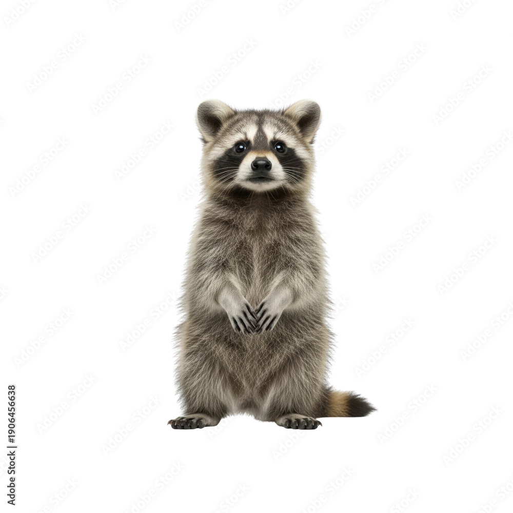 Fototapeta premium Raccoon standing on transparent background