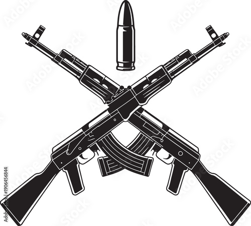 AK-47 Assault Rifles Crossed with Bullet Icon