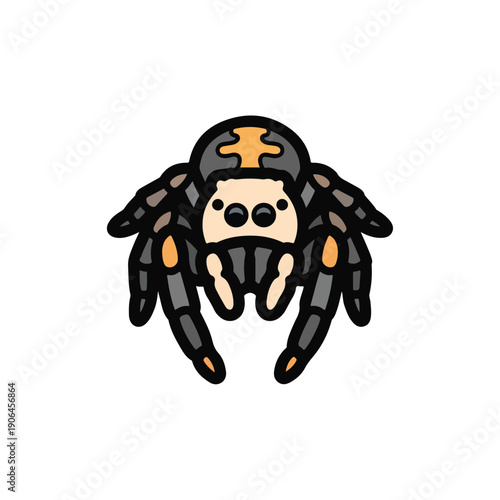 A cartoonish illustration of a spider