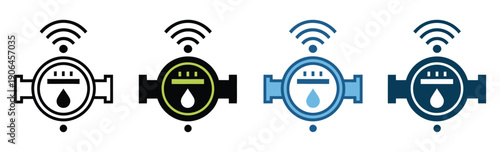 Smart water meter icon element for design, vector illustration of digital water measurement