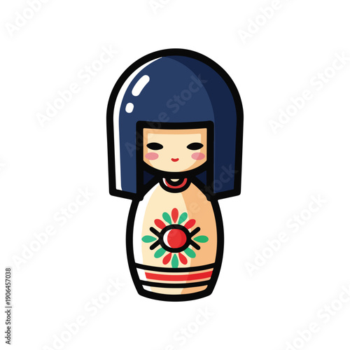 A cartoonish illustration of a traditional Russian doll