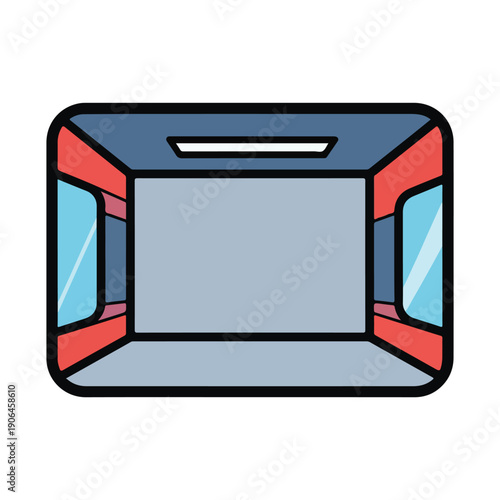 A cartoon-style illustration of a vehicle's interior