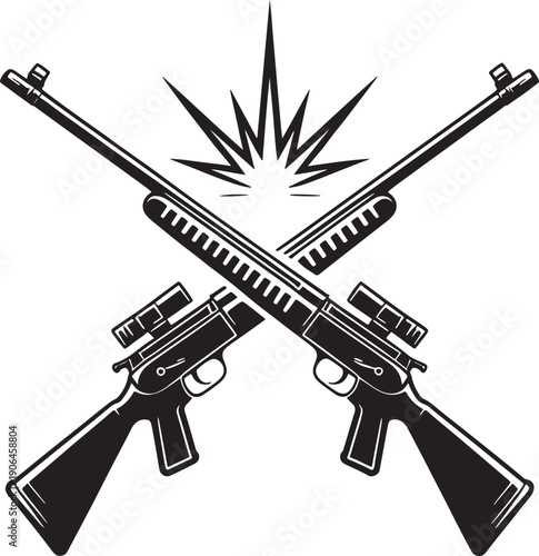 Scoped Rifles Crossed with Burst Tactical Emblem