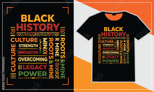 Black history month t-shirt design with powerful words and phrases