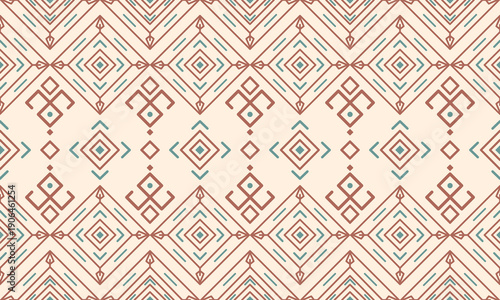 Southwest native seamless pattern ethnic tribal Aztec geometric Navajo Native American fabric earth tone design vector for textile printing