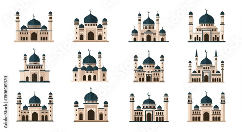 Collection of Islamic Mosques Architectural Designs.