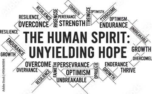The Human Spirit Unyielding Hope and Strength - a Word Cloud of Resilience and Perseverance