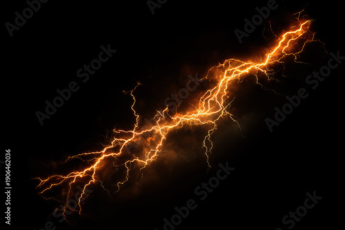 Diagonal Burning Red Lightning Electric Discharge