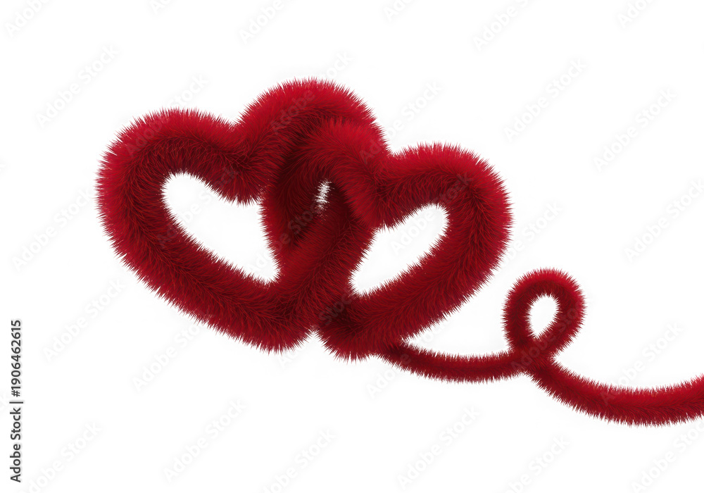 Fototapeta premium A beautifully crafted heart-shaped decoration made from red yarn. isolated on transparent background