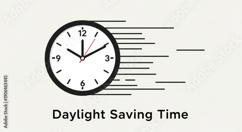 Daylight saving time concept with moving clock hands on white background