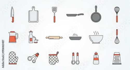 Collection of Kitchen Utensils and Cooking Tools.
