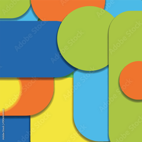 A colorful abstract composition of overlapping shapes