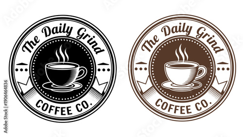 Two logos for The Daily Grind Coffee Co. on a white background
