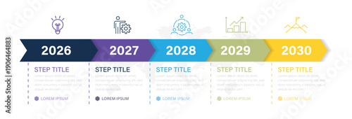 infographic roadmap design template.  Infographic business concept with 5 option, parts, steps or processes. Vector illustration